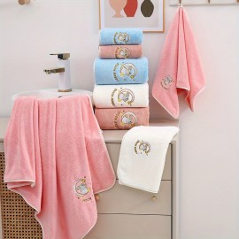 Three-piece set of moon rabbit bath towel, coral velvet towel with hooks, the fabric is soft, skin friendly and not easy to lose hair