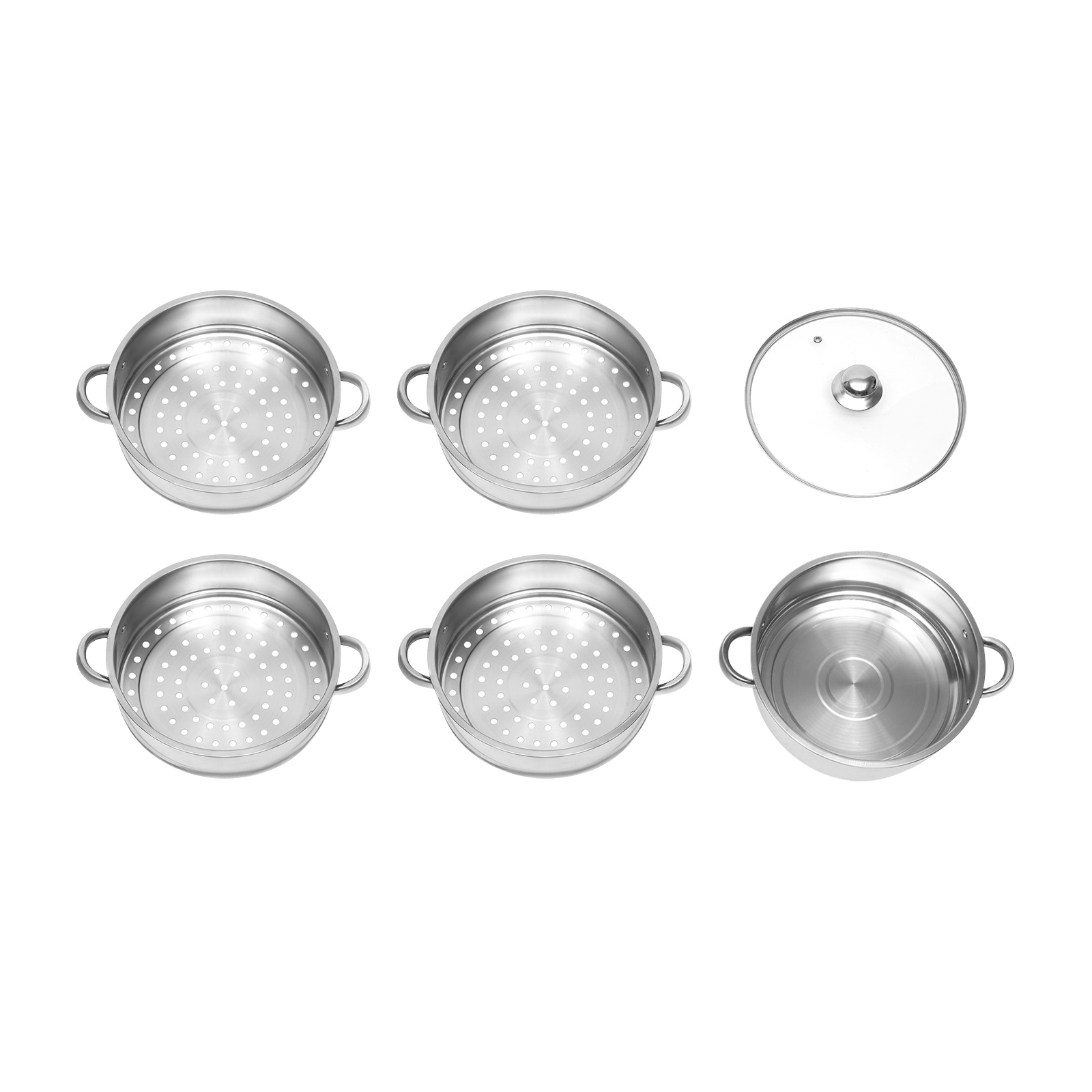 5 tier 26cm stainless steel steamer cooker kitchen food cooking glass lid details 5