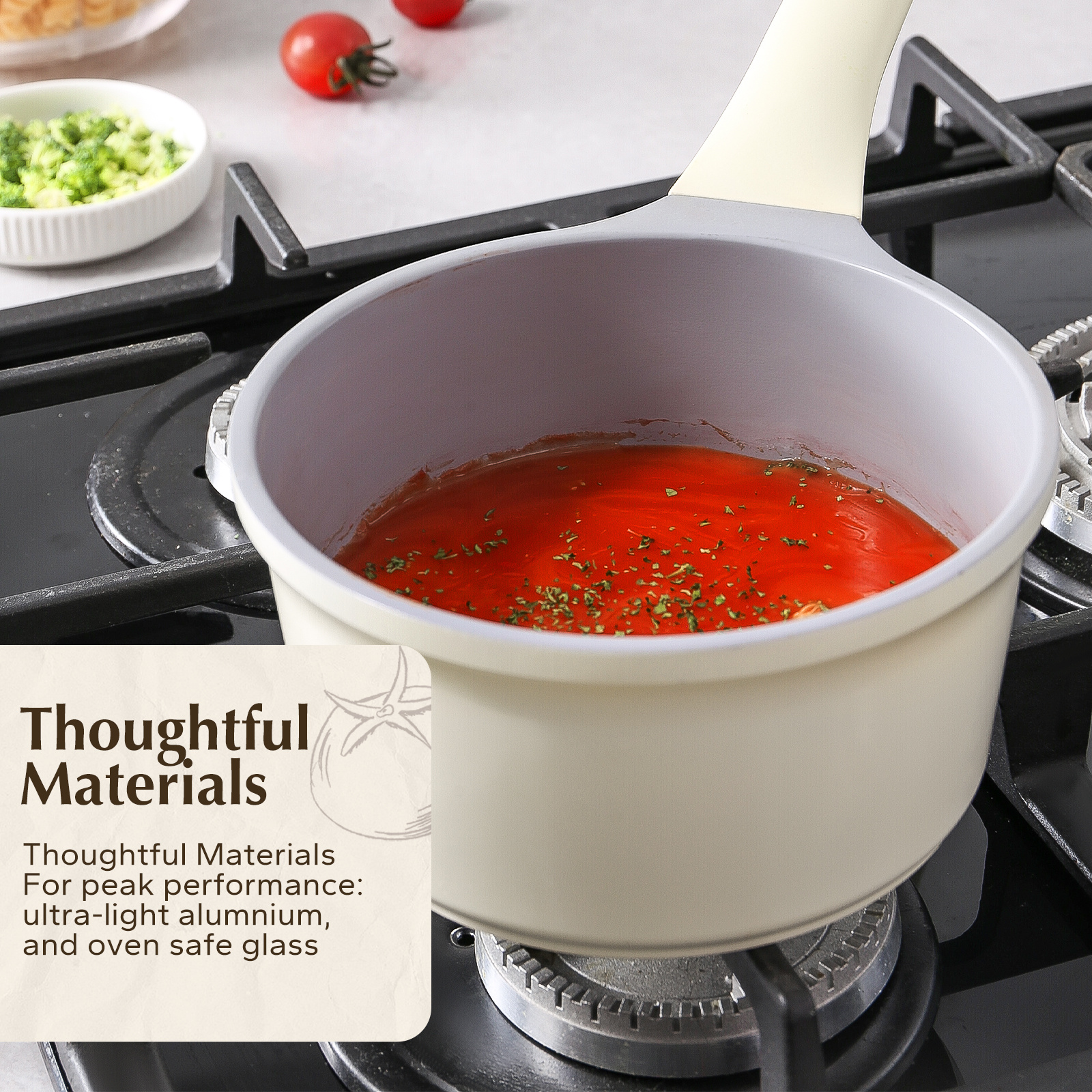 7 piece ceramic cookware set non stick non toxic pfas pfoa ptfe free healthy cream pots and pans details 1