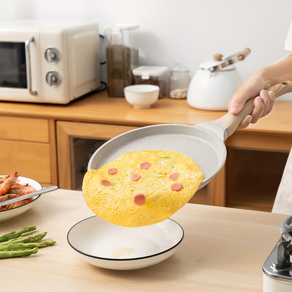 nonstick crepe pan with spreader 8 inch flat pan for roti indian griddle pan pan tortilla pan induction compatible white details 2