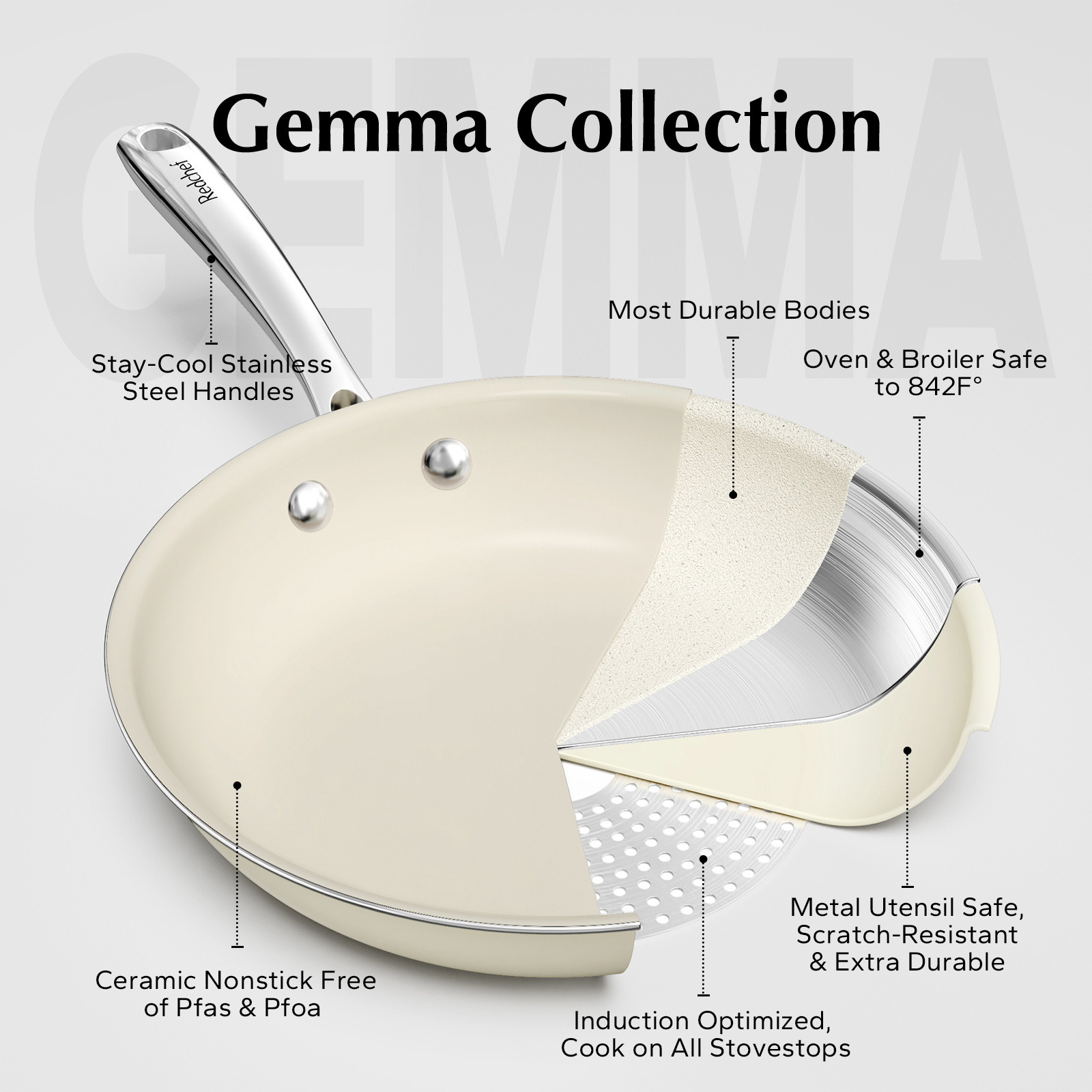 nonstick frying pans set ceramic pan skillet non toxic pans for cooking 8 9 5 11 ceramic frying pan set pfas ptfe pfoa free with stay dishwasher oven safe beige details 0