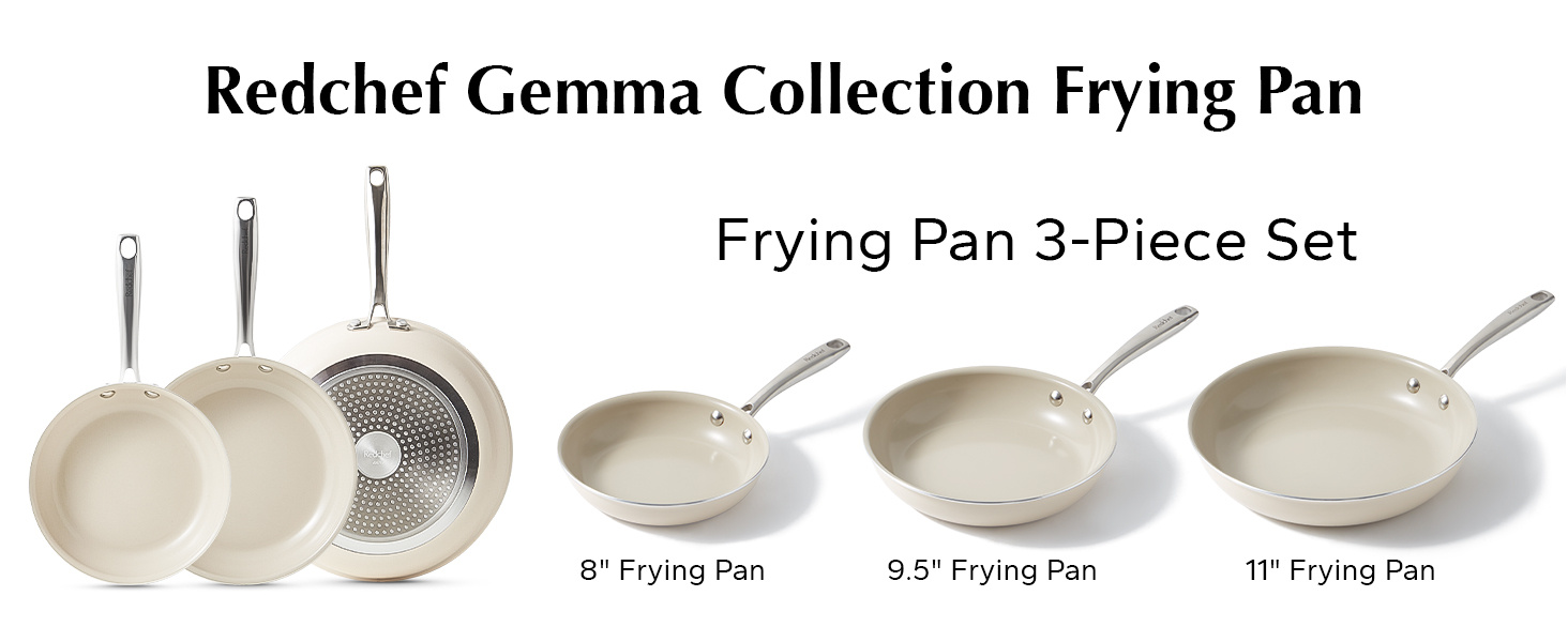 nonstick frying pans set ceramic pan skillet non toxic pans for cooking 8 9 5 11 ceramic frying pan set pfas ptfe pfoa free with stay dishwasher oven safe beige details 1