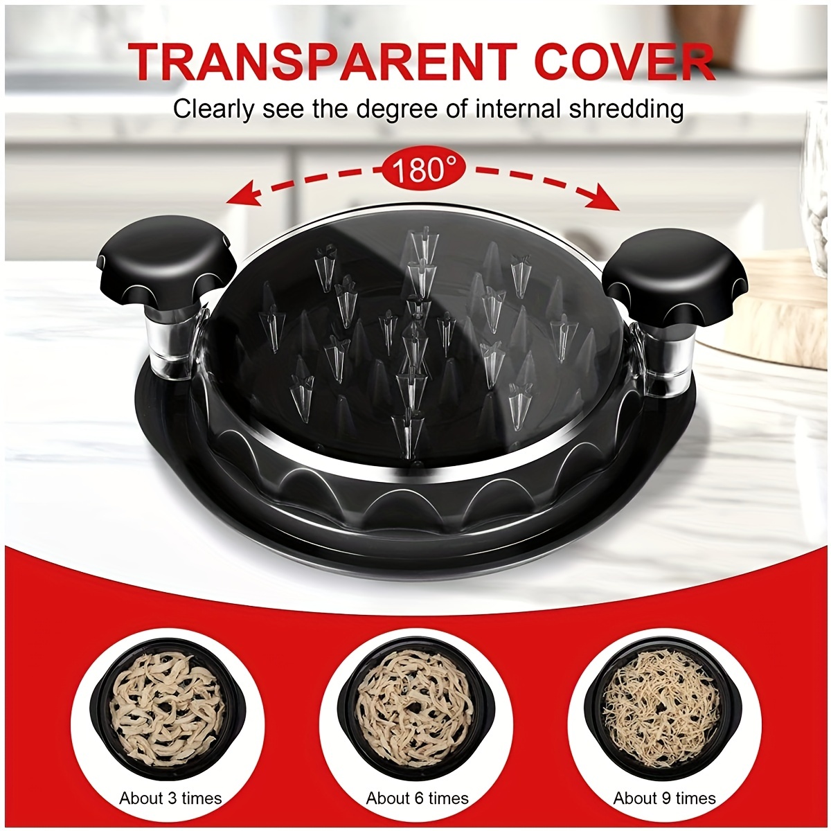1pc ergonomic chicken with transparent lid professional meat for breast twist dishwasher safe non slip design heat resistant bpa free kitchen gadgets and accessories details 0