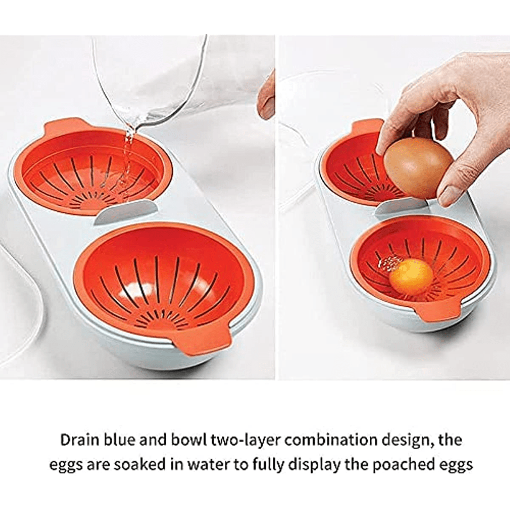 one set of microwave eggs poacher microwave boiler 2 cups design cookware kitchen tools details 0