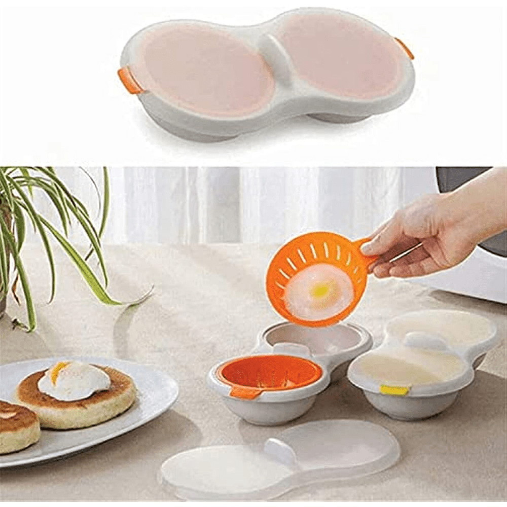 one set of microwave eggs poacher microwave boiler 2 cups design cookware kitchen tools details 1