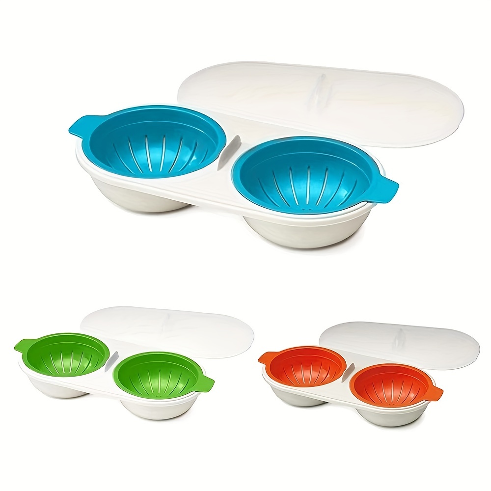 one set of microwave eggs poacher microwave boiler 2 cups design cookware kitchen tools details 4