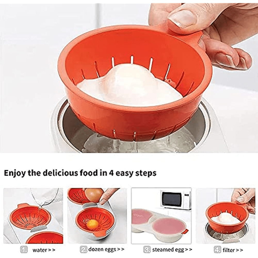 one set of microwave eggs poacher microwave boiler 2 cups design cookware kitchen tools details 5