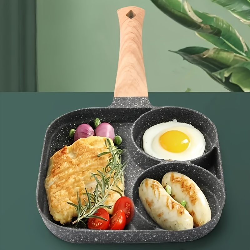 nonstick grill pan for stove tops 10 5 inch sectional skillet divided pan for breakfast grill skillet with silicone brush clip compatible with all stovetops details 0