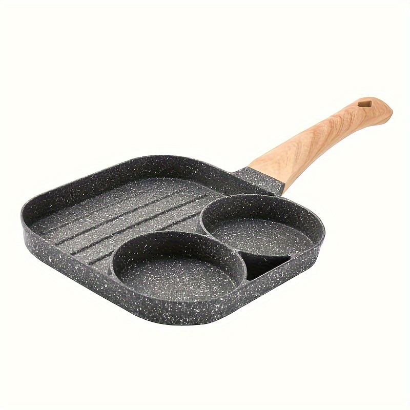 nonstick grill pan for stove tops 10 5 inch sectional skillet divided pan for breakfast grill skillet with silicone brush clip compatible with all stovetops details 1
