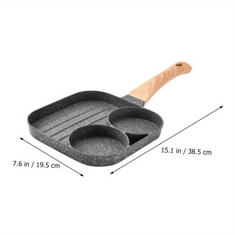 nonstick grill pan for stove tops 10 5 inch sectional skillet divided pan for breakfast grill skillet with silicone brush clip compatible with all stovetops details 2