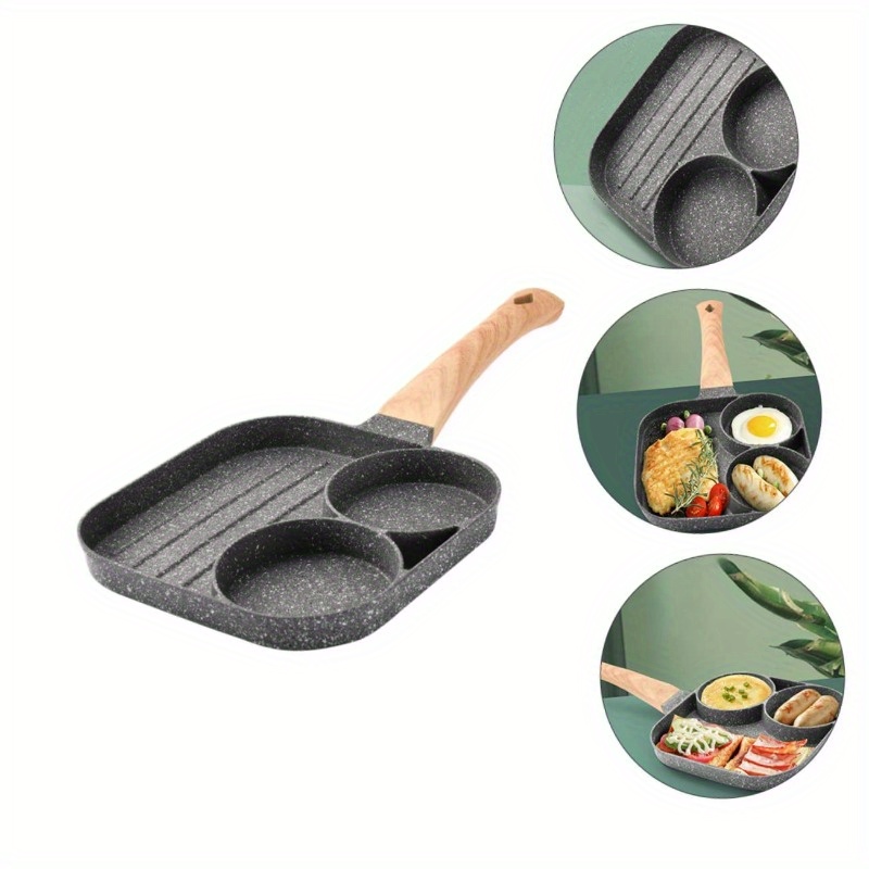nonstick grill pan for stove tops 10 5 inch sectional skillet divided pan for breakfast grill skillet with silicone brush clip compatible with all stovetops details 3