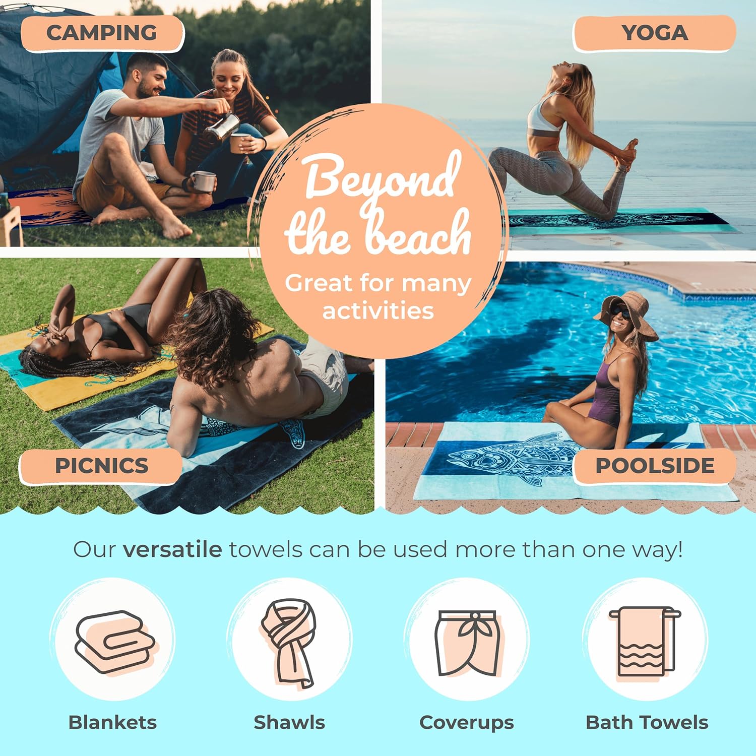 jubejoy oversized beach towel set 40 x 70 in xl extra large pool swim camping travel terry towels blanket bulk for adult women men cruise lounge chair cover gift details 7