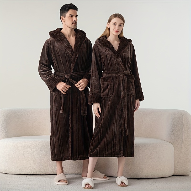 ultra size hooded bathrobe cozy thickened long robe for couples perfect for fall winter ideal bathroom accessory bath rugs for bathroom bath decor and accessories details 7