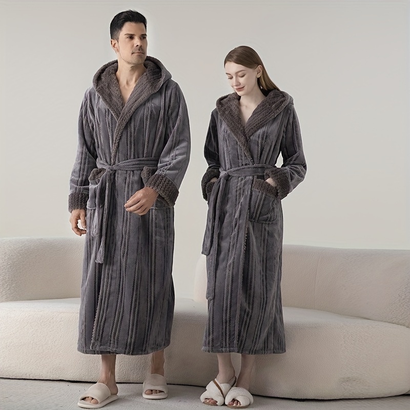 ultra size hooded bathrobe cozy thickened long robe for couples perfect for fall winter ideal bathroom accessory bath rugs for bathroom bath decor and accessories details 8