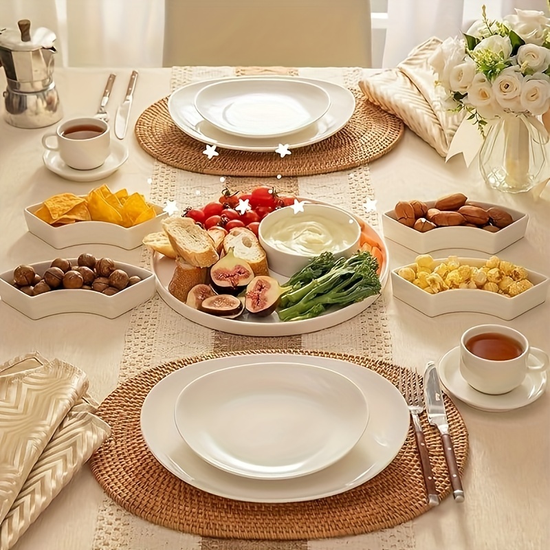 porcelain divided serving dishes relish tray serving bowls for parties perfect for chips and dip veggies candy and snacks white details 4