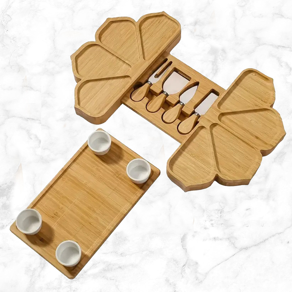 large bamboo charcuterie boards set with knife set cheese board bridal shower anniversary wedding engagement birthday christmas ideal for couples kitchen accessories essentials stuff cheese boards house warming gifts for women mom wife details 4