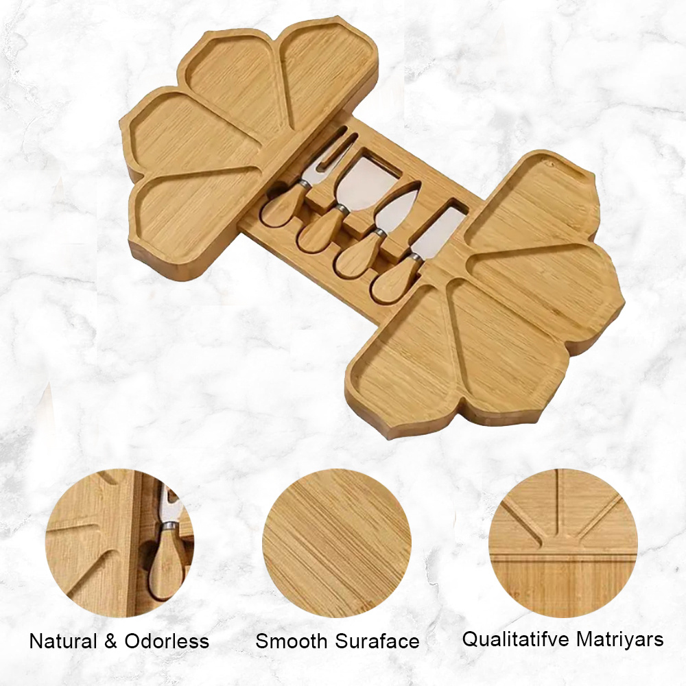 large bamboo charcuterie boards set with knife set cheese board bridal shower anniversary wedding engagement birthday christmas ideal for couples kitchen accessories essentials stuff cheese boards house warming gifts for women mom wife details 5