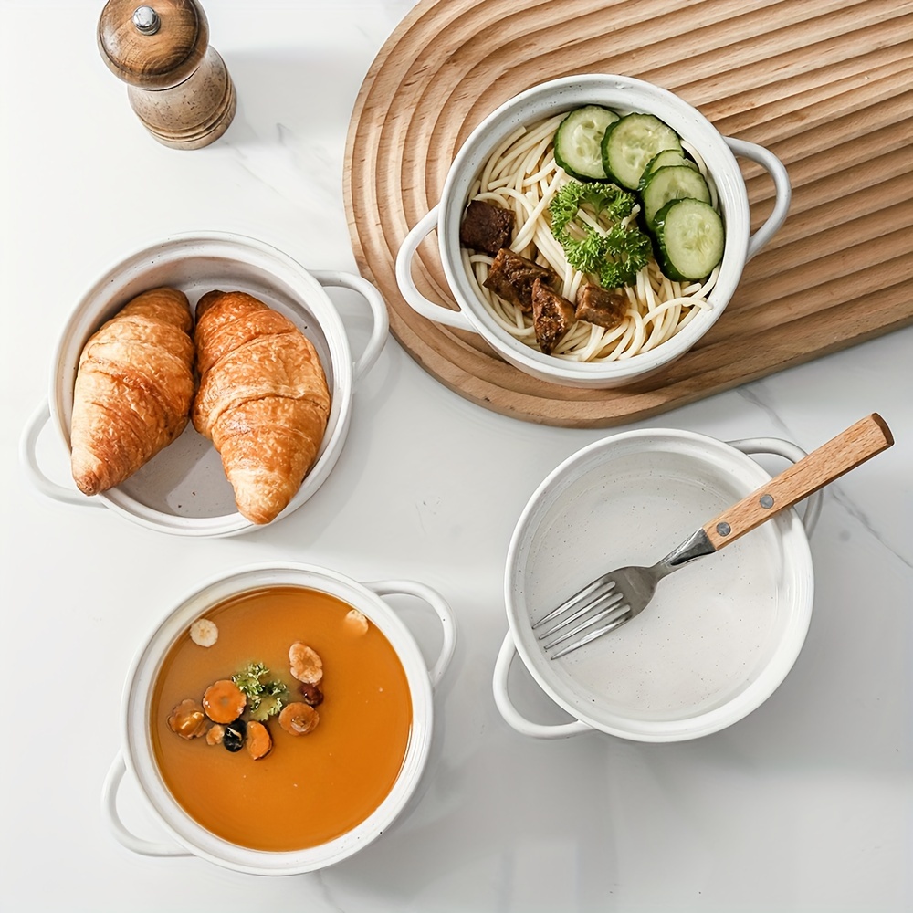 hvh soup bowls with handles microwave safe 24 oz big soup bowl for soup cereal chill beef stew ceramic soup bowl set of 4 bowls farmhouse style details 0