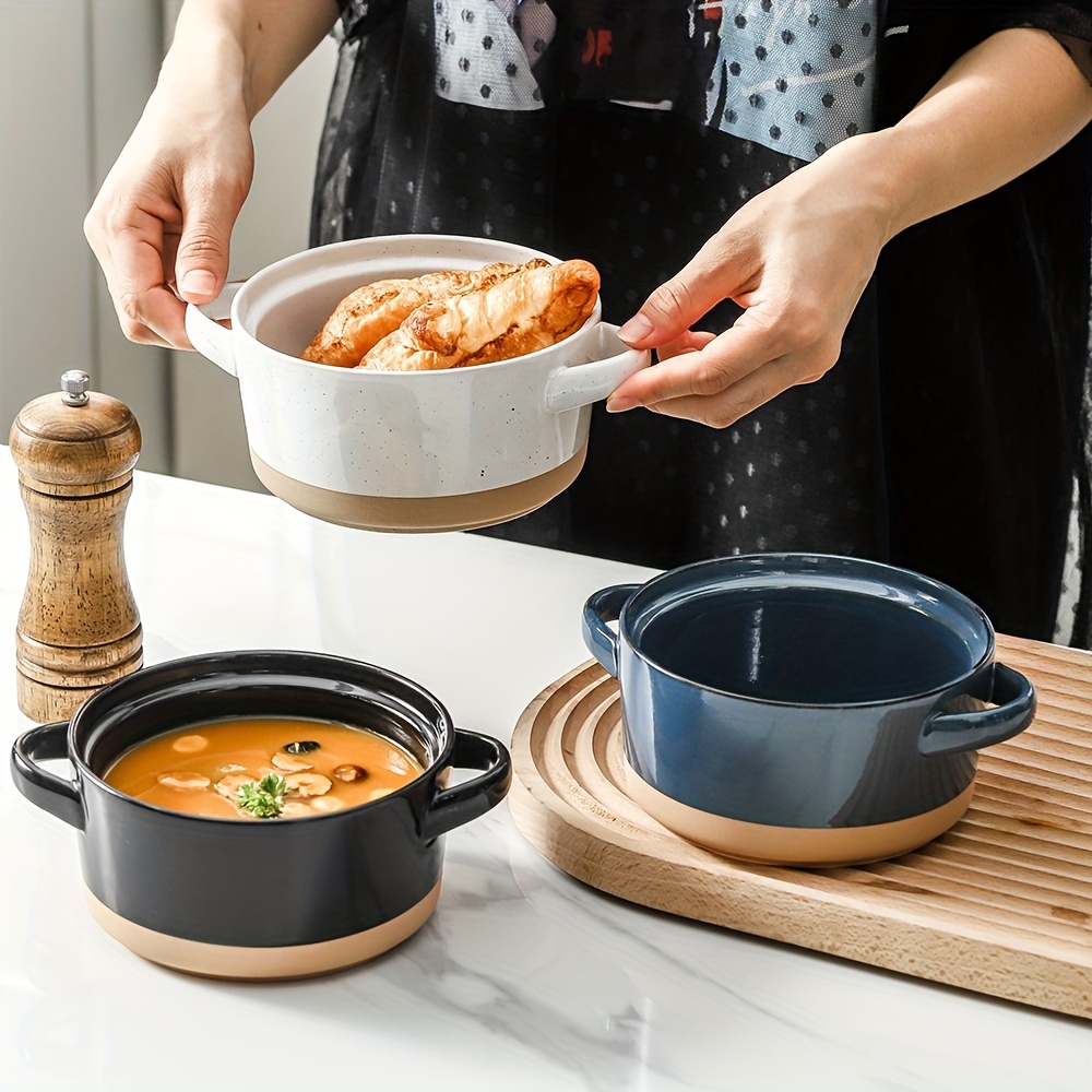 hvh soup bowls with handles microwave safe 24 oz big soup bowl for soup cereal chill beef stew ceramic soup bowl set of 4 bowls farmhouse style details 1