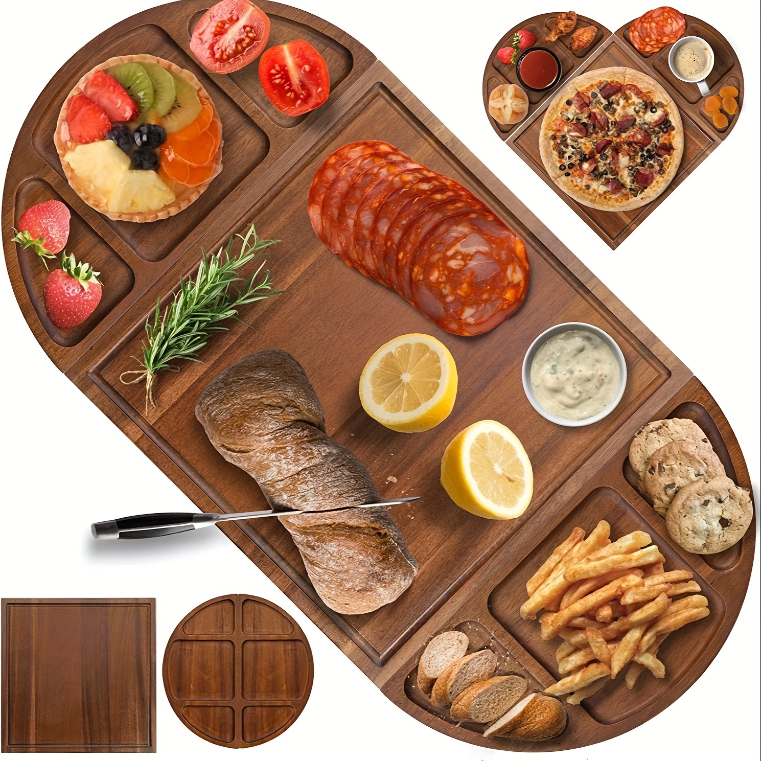 premium acacia wood serving platter with magnetic design versatile and charcuterie and cutting board details 1