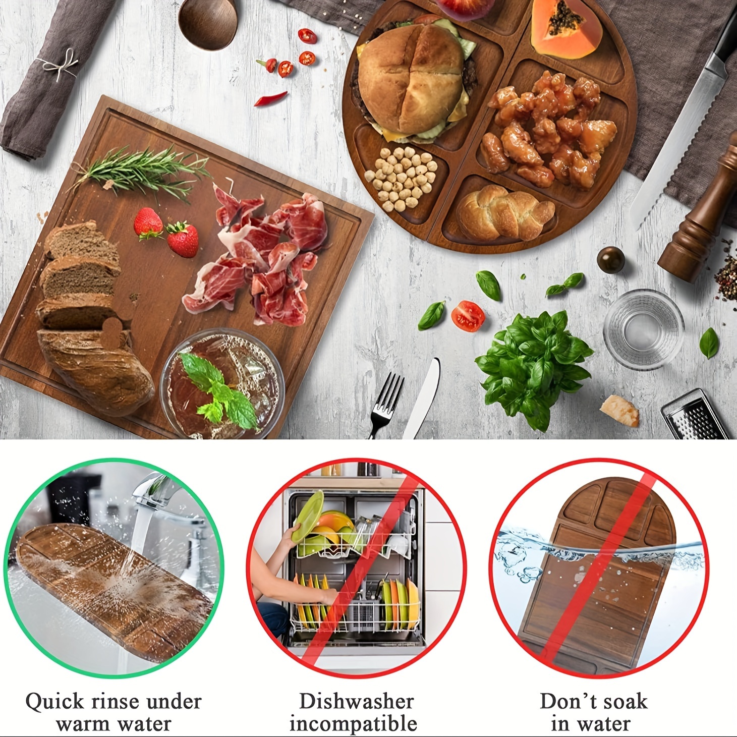 premium acacia wood serving platter with magnetic design versatile and charcuterie and cutting board details 3