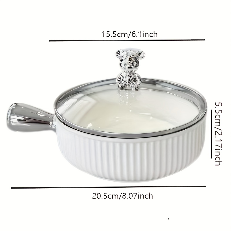 one striped ceramic bowl with lid details 1