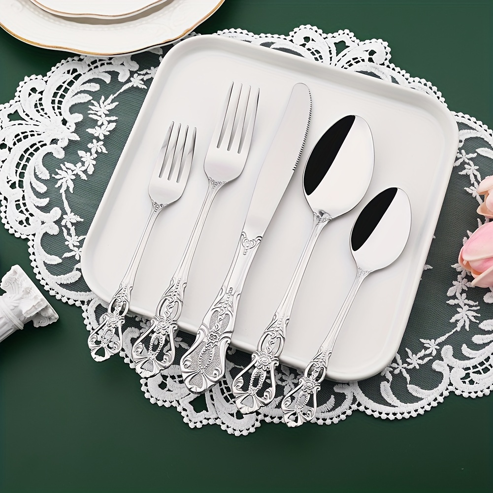 silverware flatware set 40 pieces stainless stainless forks spoons knives service for 8 kitchen utensils for restaurant home and festival parties mirror polished details 0