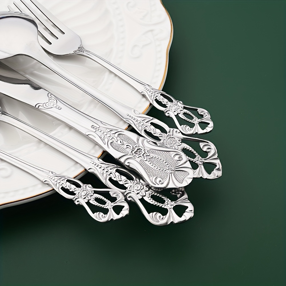 silverware flatware set 40 pieces stainless stainless forks spoons knives service for 8 kitchen utensils for restaurant home and festival parties mirror polished details 1