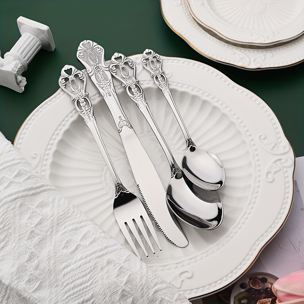 silverware flatware set 40 pieces stainless stainless forks spoons knives service for 8 kitchen utensils for restaurant home and festival parties mirror polished details 2