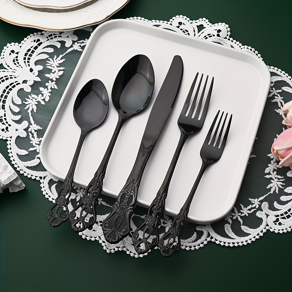 silverware flatware set 40 pieces stainless stainless forks spoons knives service for 8 kitchen utensils for restaurant home and festival parties mirror polished details 3