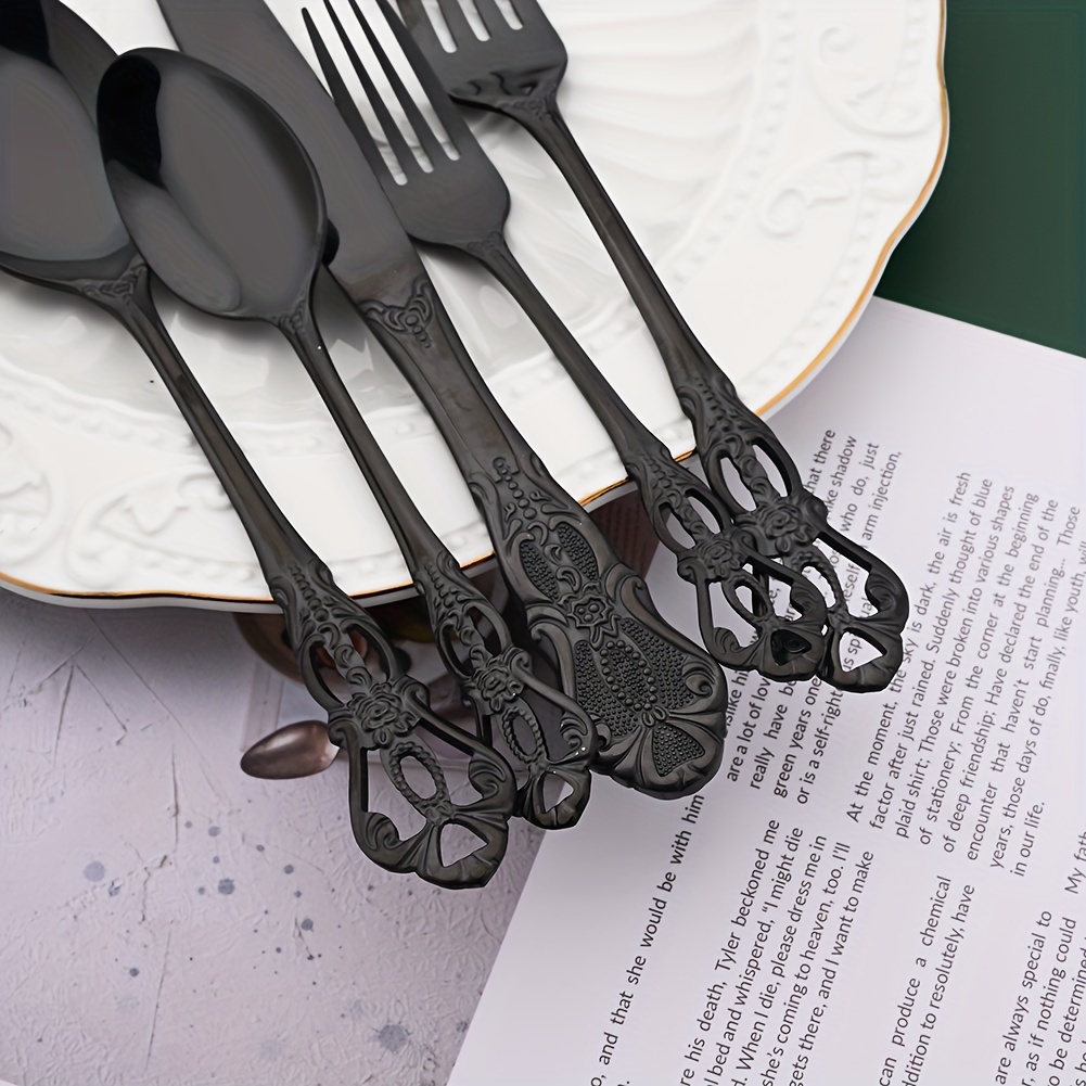 silverware flatware set 40 pieces stainless stainless forks spoons knives service for 8 kitchen utensils for restaurant home and festival parties mirror polished details 4
