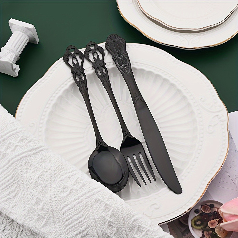 silverware flatware set 40 pieces stainless stainless forks spoons knives service for 8 kitchen utensils for restaurant home and festival parties mirror polished details 5