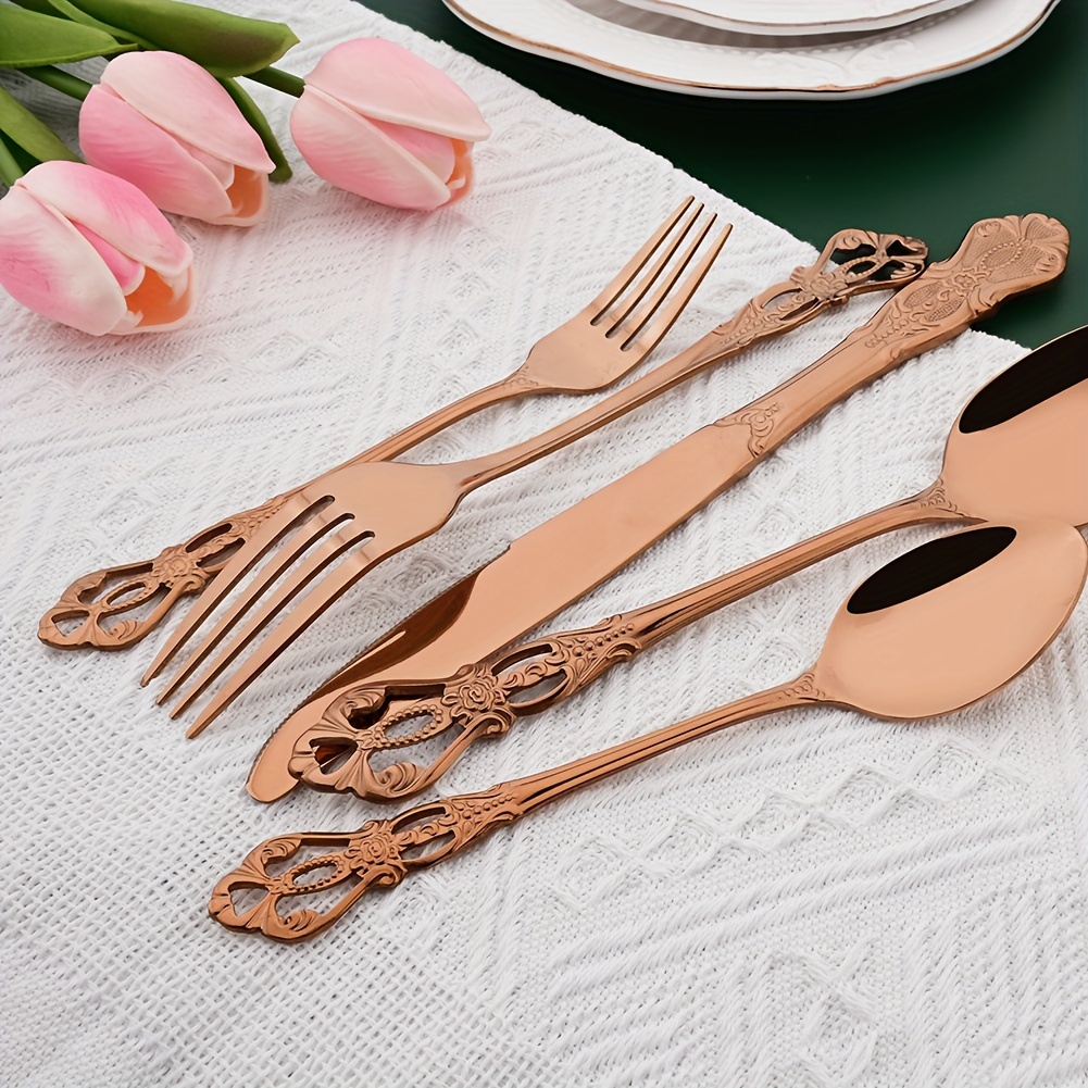 silverware flatware set 40 pieces stainless stainless forks spoons knives service for 8 kitchen utensils for restaurant home and festival parties mirror polished details 7