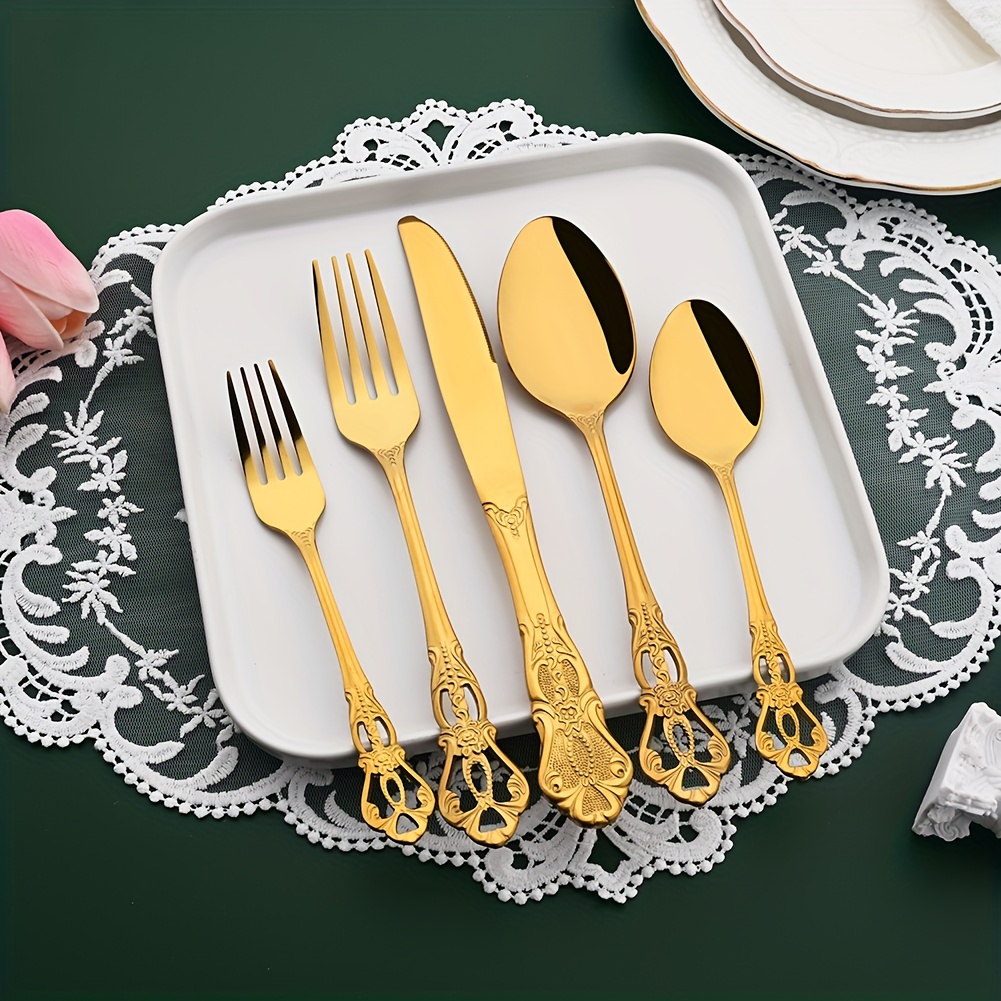 silverware flatware set 40 pieces stainless stainless forks spoons knives service for 8 kitchen utensils for restaurant home and festival parties mirror polished details 9