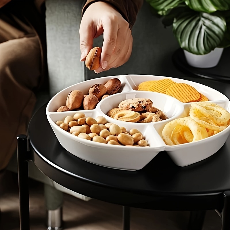 serving set porcelain divided serving platter relish tray perfect for chips and dip veggies candy and snacks white details 4