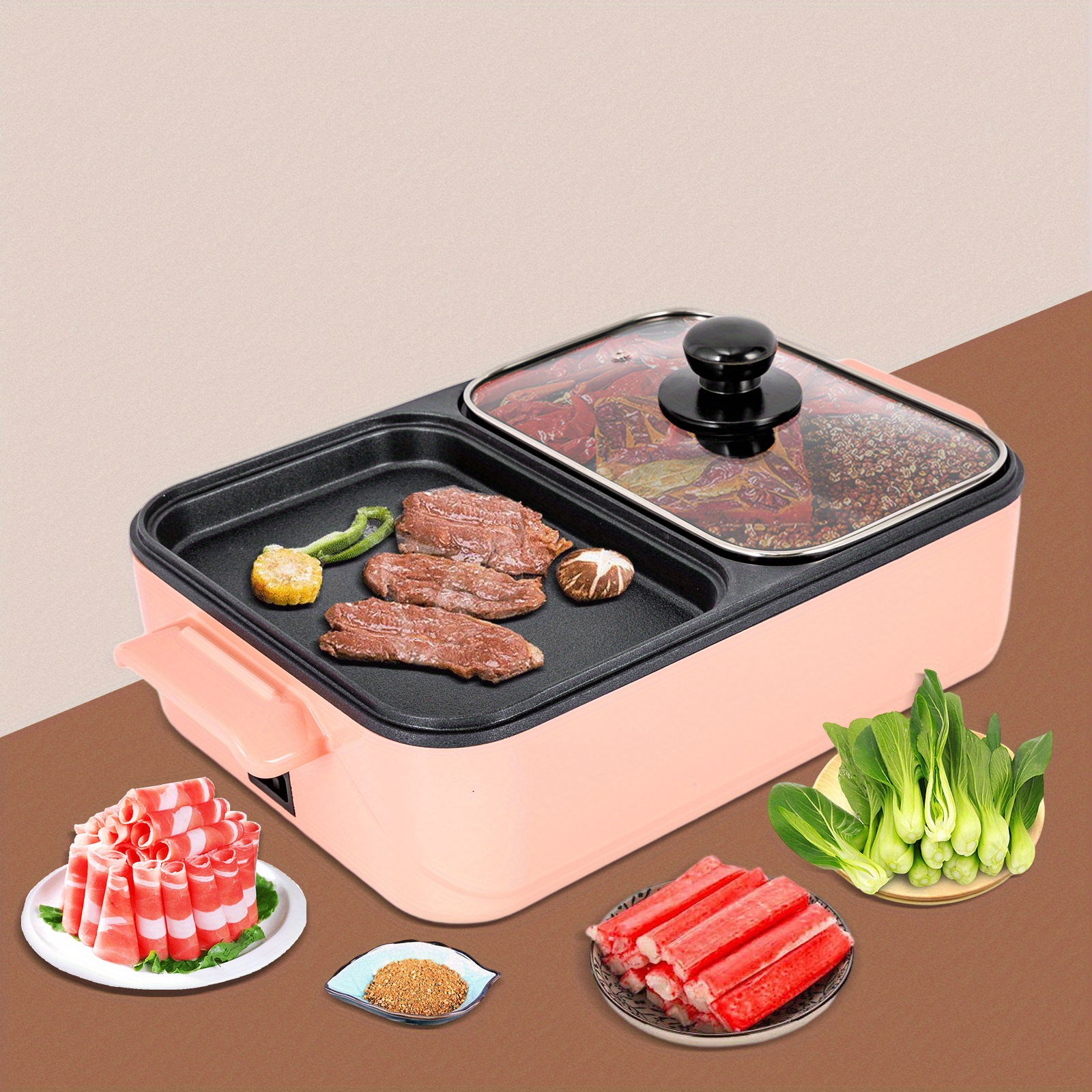 2in1 electric hot pot 1500w 2l non stick korean bbq plate pan shabu grill barbecue mini electric grill kitchen smokeless shabu cooking pan 14 96 8 66 3 94 inch details 0