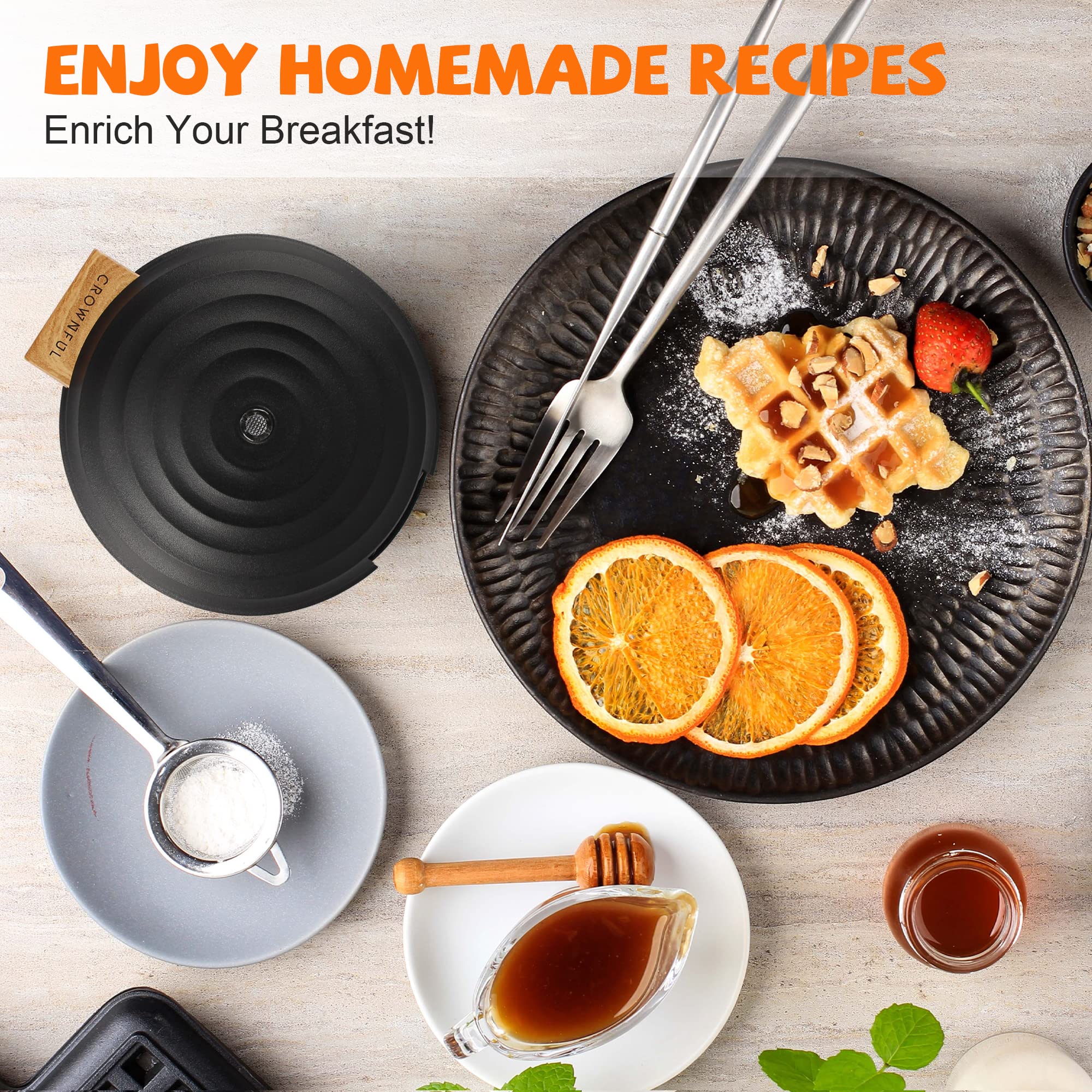 machine 4 inch chaffle maker with compact design easy to clean non stick surface recipe guide included perfect for breakfast dessert sandwich or black details 6