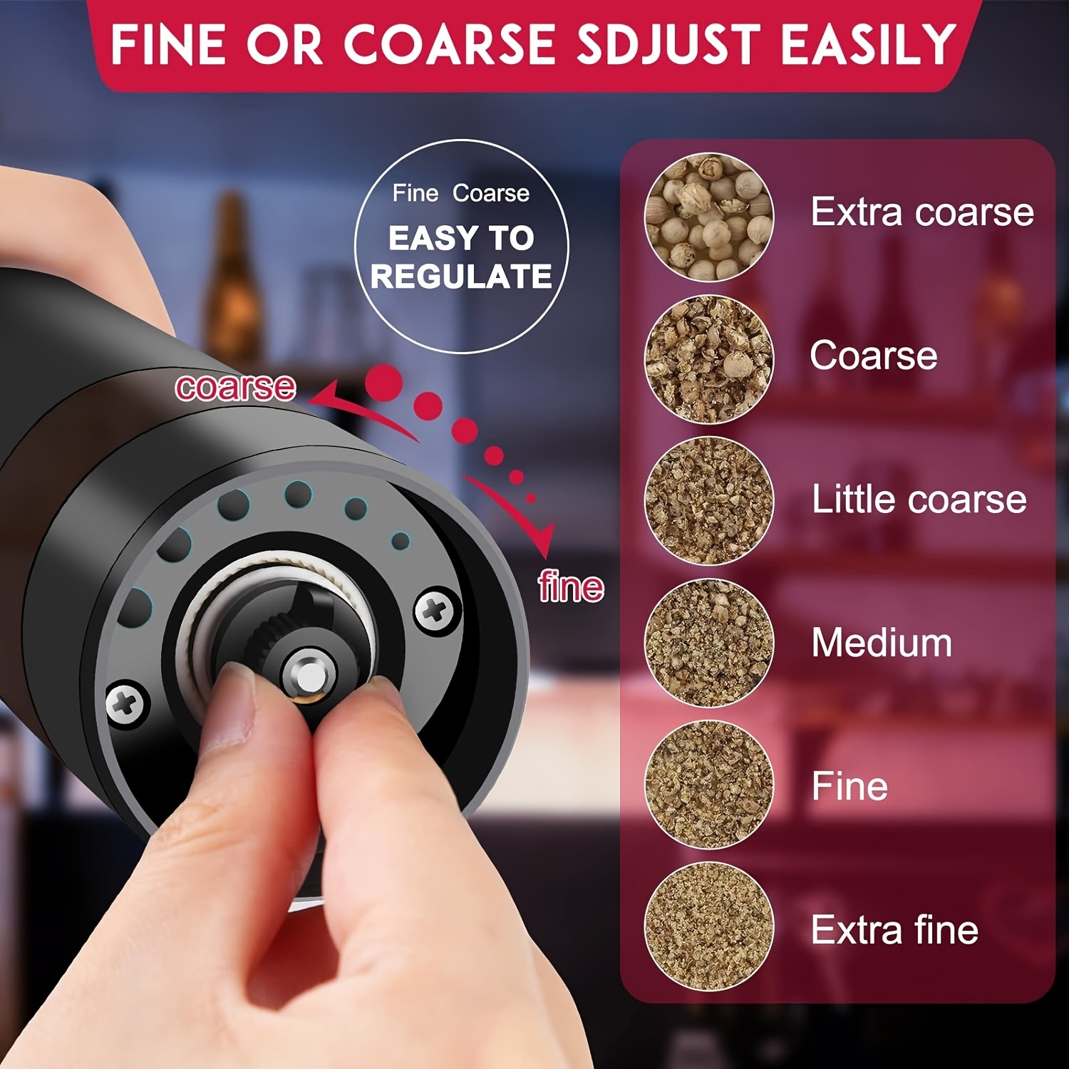 salt pepper grinder set battery powered household seasoning grinder portable handheld grinder for kitchen details 0