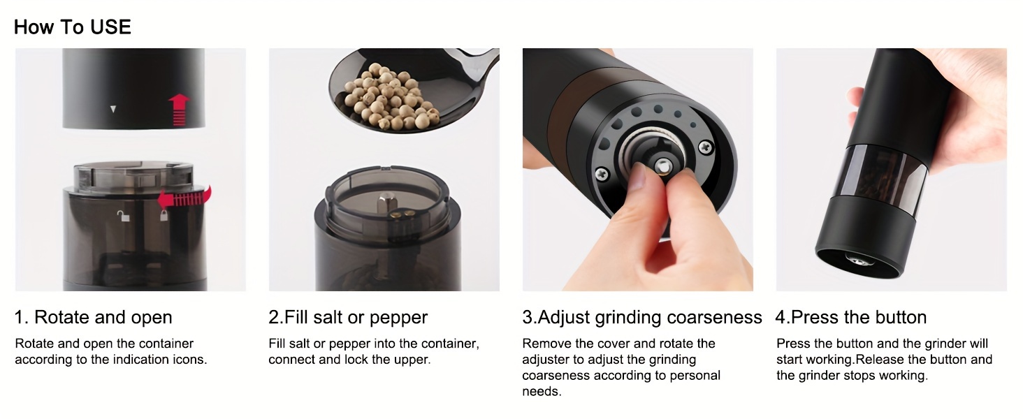 salt pepper grinder set battery powered household seasoning grinder portable handheld grinder for kitchen details 3