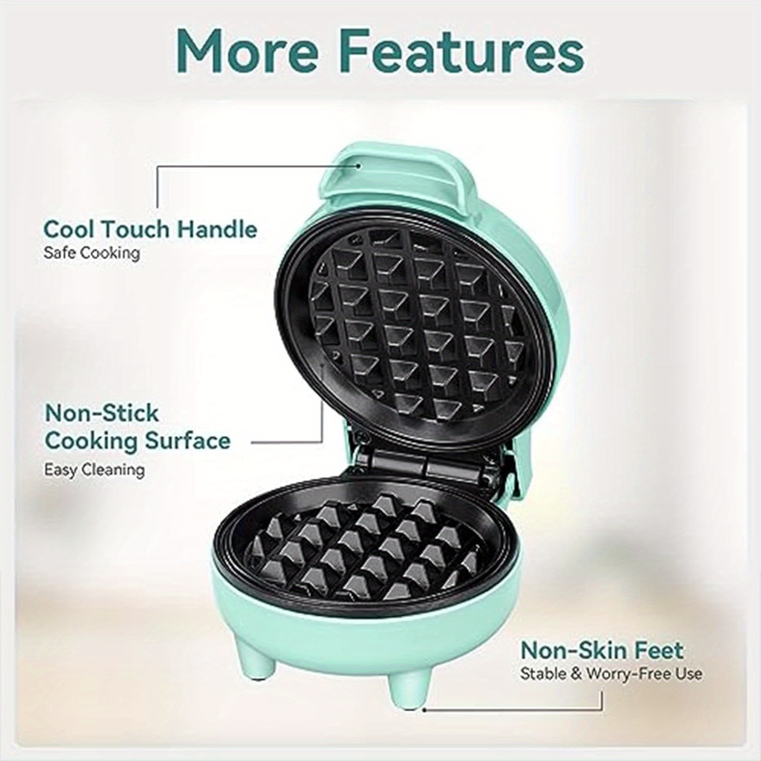 550w ready indicator light cool touch handle non stick coating compact size green details 3